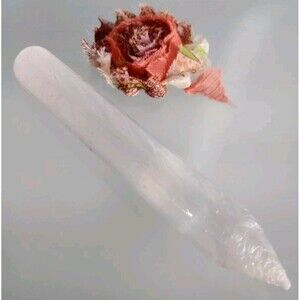 Natural Selenite Crystal Pencil Wand, Massage and Reiki Stick Point Wand 6 Inch